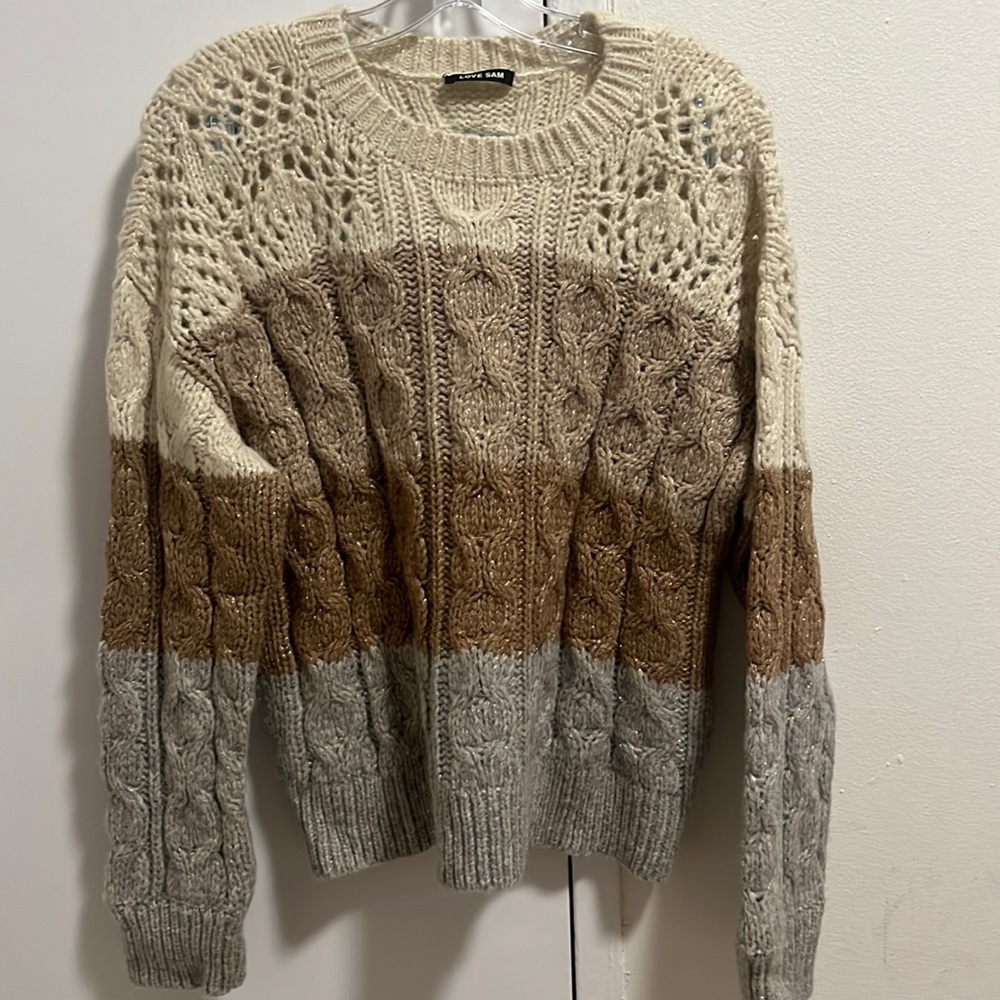 LOVE SAM CABLE KNIT SWEATER